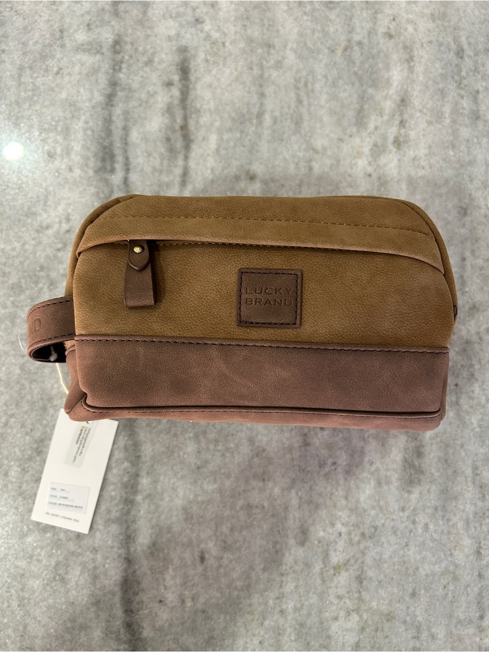 Lucky Brand Two-Tone Tan and Brown Men's Toiletry Bag
